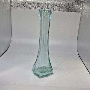 Vintage Vetreria Etrusca Italian Aqua Tinted Glass 8.25” Tall Bud Vase